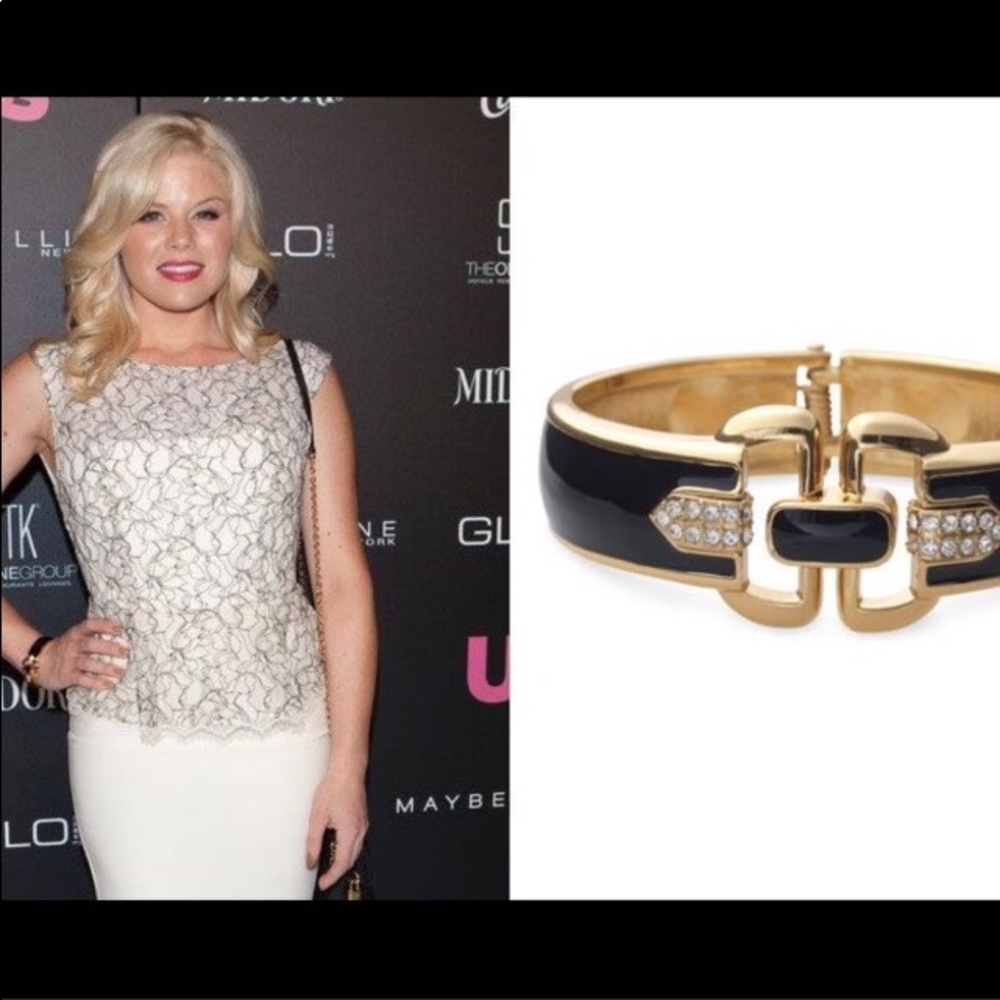 Stella & Dot | Duchess Gold + Black Enamel + Crystal Embellished Hinge B… - Picture 9 of 11